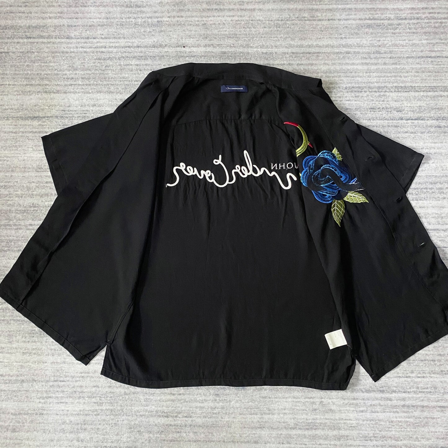 rose embroidered short-sleeve hawaiian shirt
