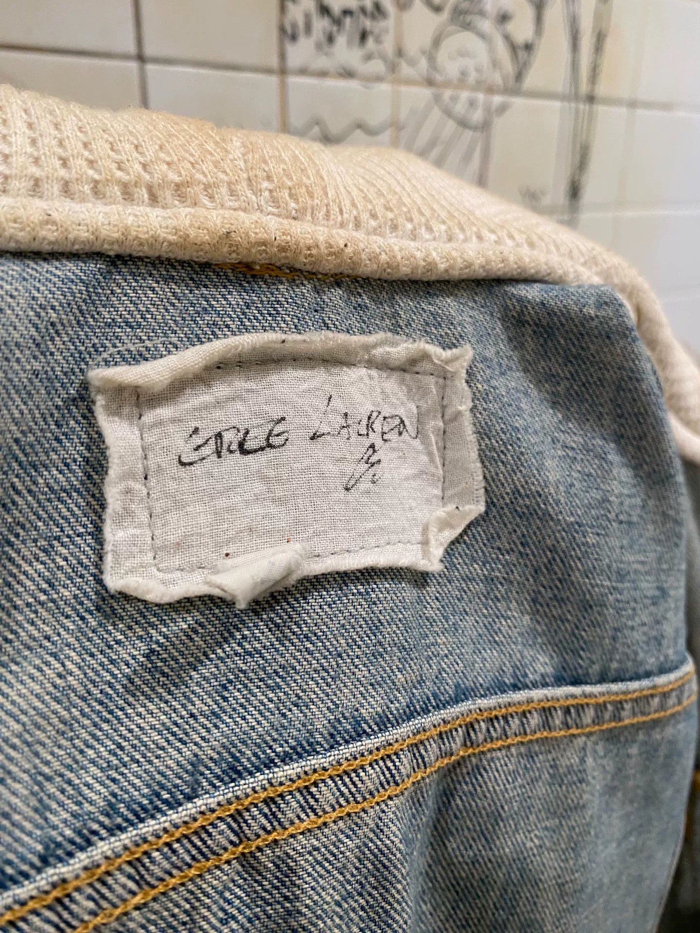 Greg Lauren Layered Hooded Denim Jacket