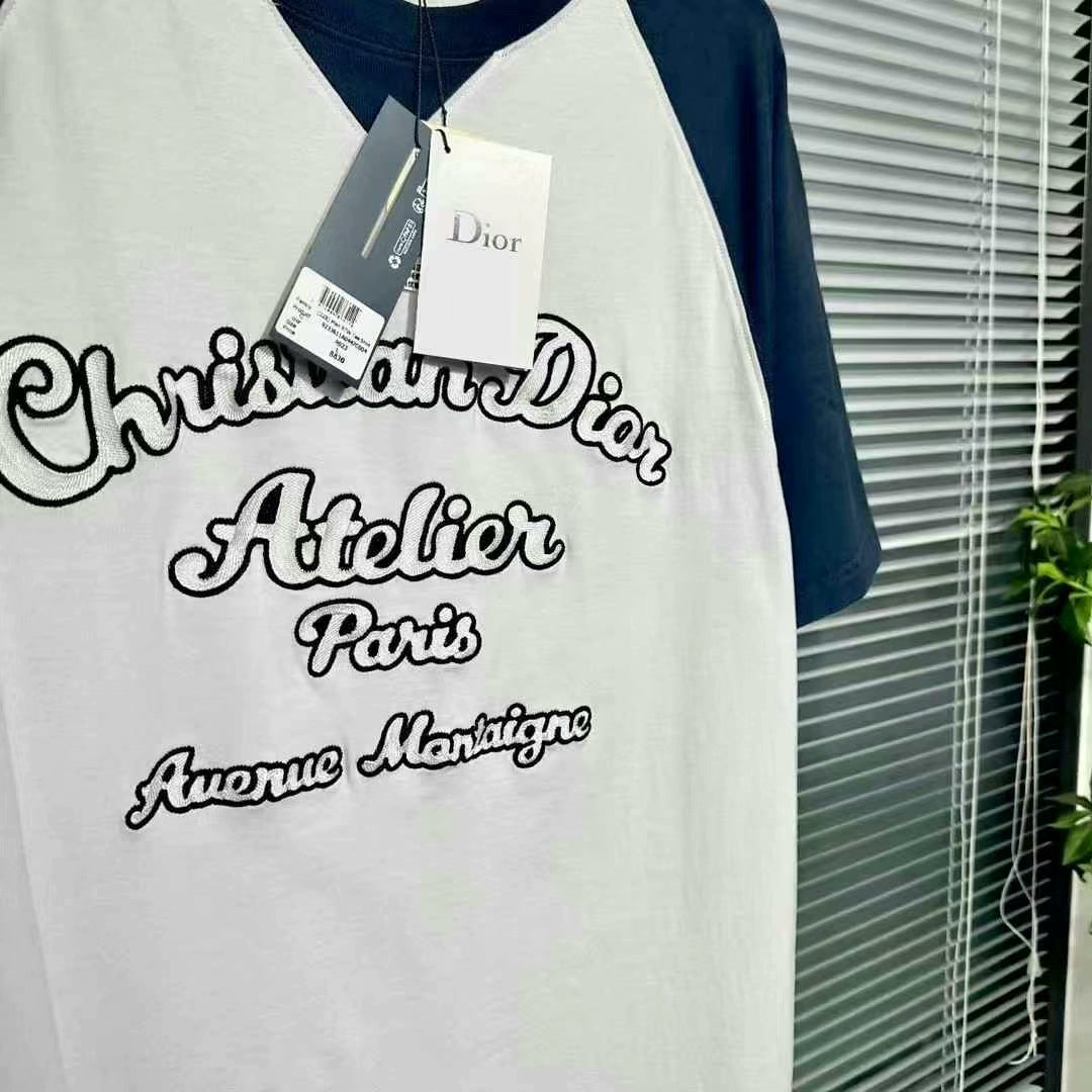 dior atelier embroidered slogan short sleeve shirt