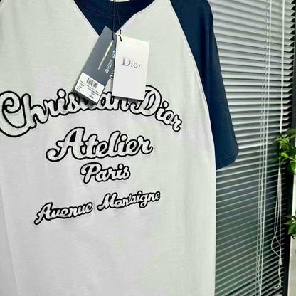 dior atelier embroidered slogan short sleeve shirt
