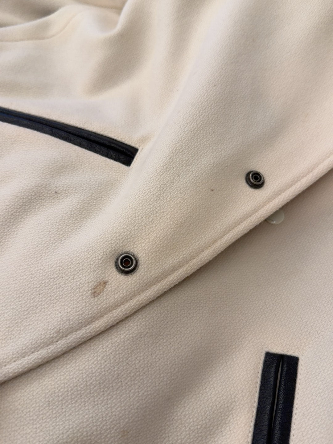 Saint Laurent Beige Striped Leather Detail Jacket