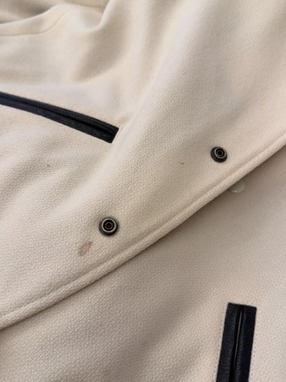 Saint Laurent Beige Striped Leather Detail Jacket
