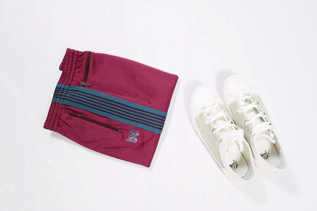 Needles Track Pant in Burgundy with Embroidery