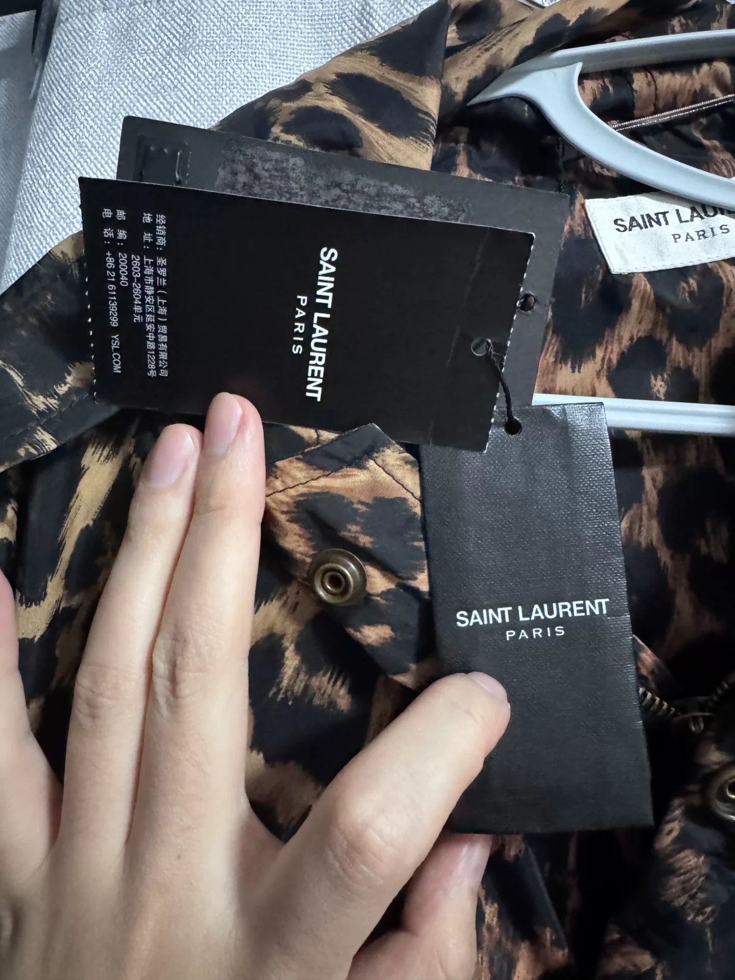 SAINT LAURENT Leopard Print Hooded Jacket