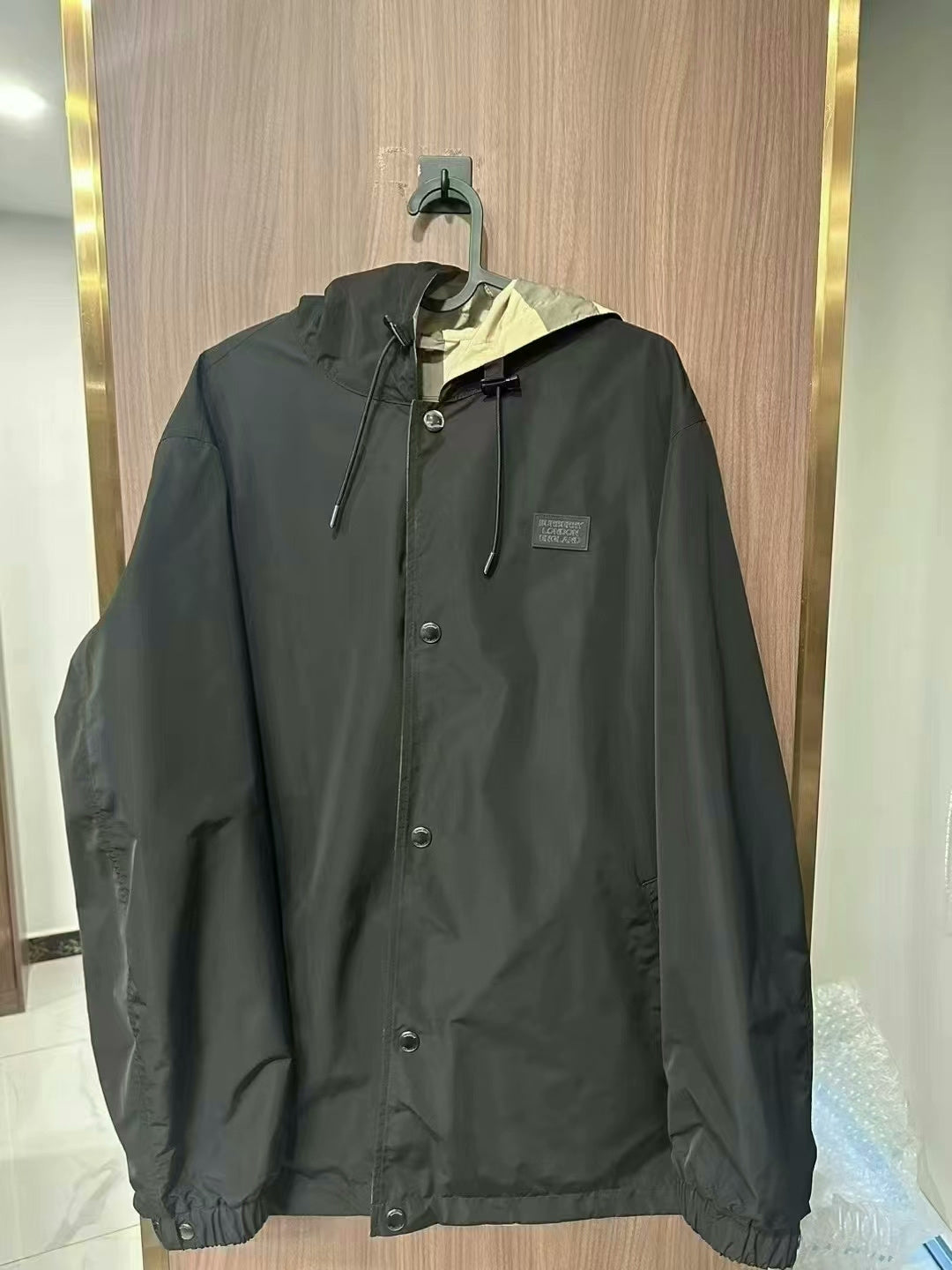 burberry reversible check hooded jacket