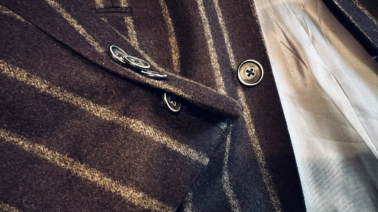 Navy Blue Striped Wool Blazer