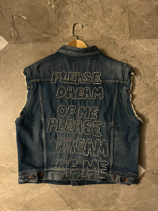 Celine Denim Vest with Studded Text