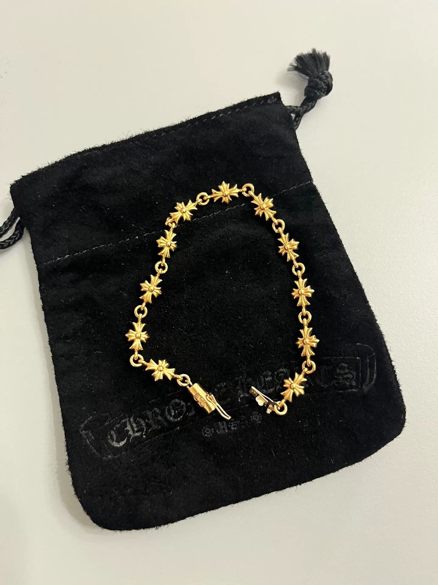 Chrome Hearts Tiny E 22k Gold Bracelet