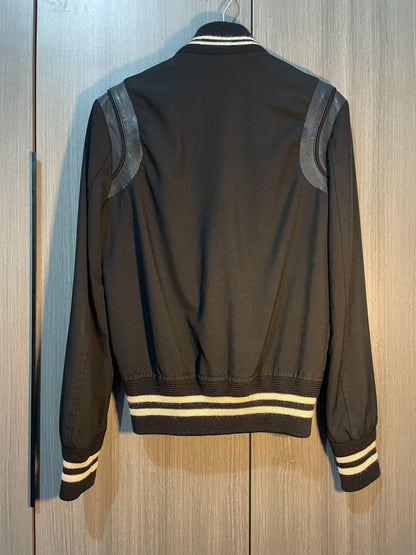 Saint Laurent Leather Sleeves Varsity Jacket