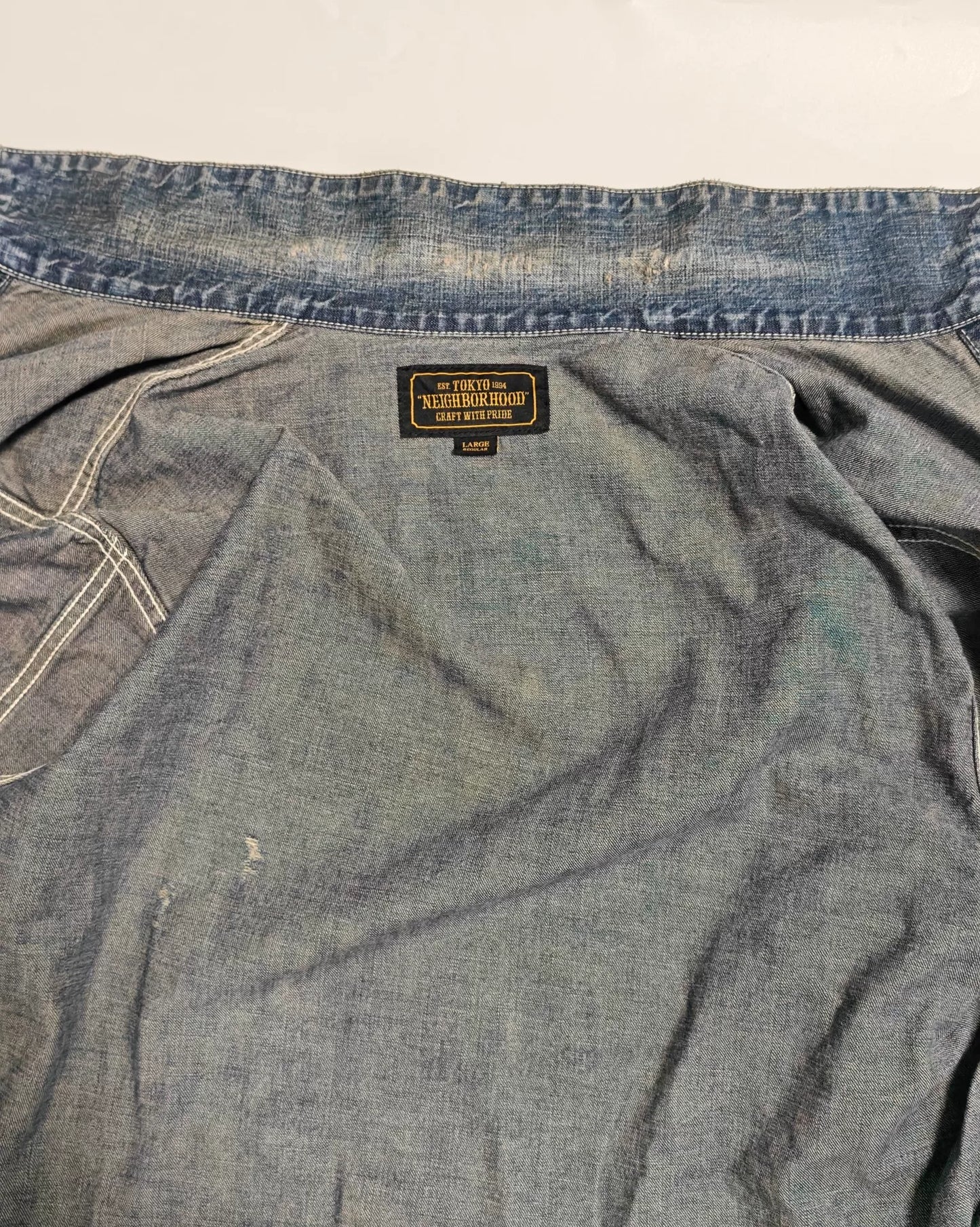 vintage faded ink splatter denim shirt