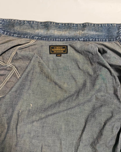 vintage faded ink splatter denim shirt