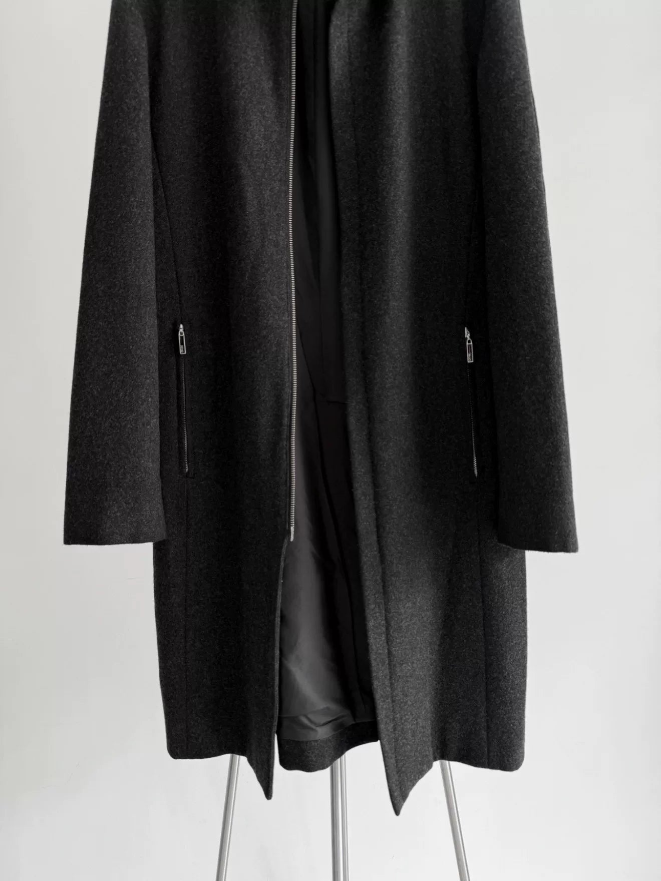 Jean Paul Gaultier Charcoal Wool Zip Coat