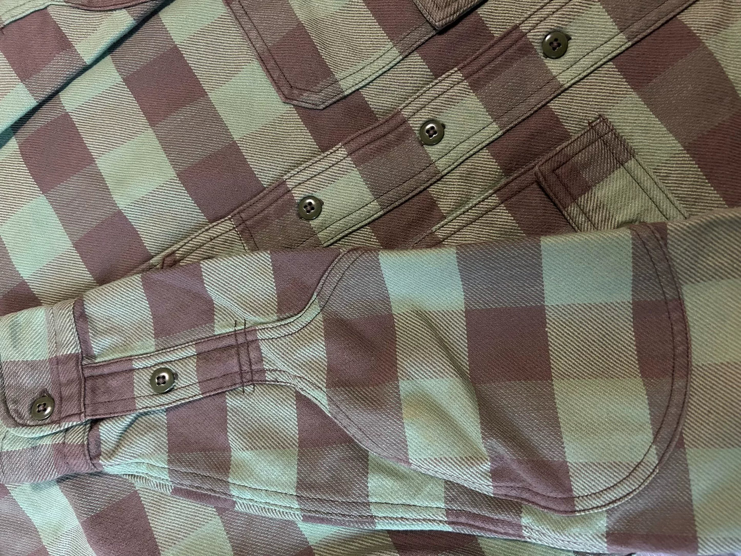 freewheelers green and gray flannel shirt