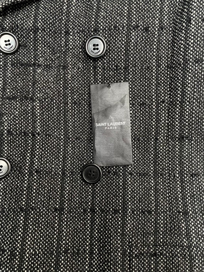 Saint Laurent Double-Breasted Checkered Coat