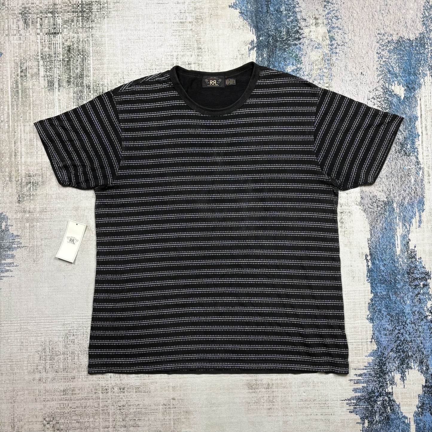 RRL 25SS Distressed Stripe Short-Sleeve T-shirt