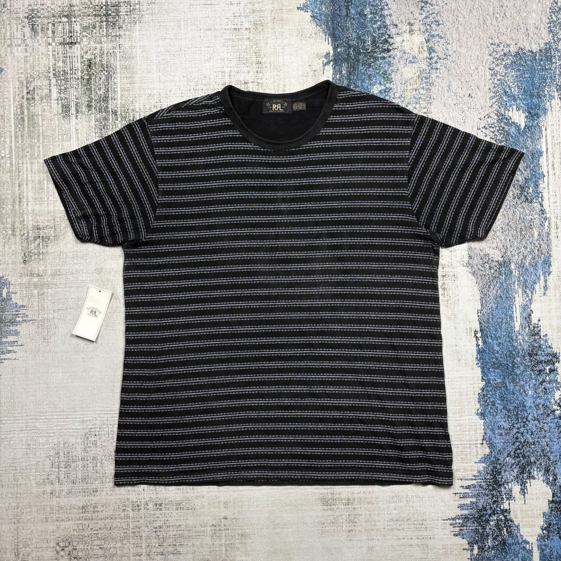 RRL 25SS Distressed Stripe Short-Sleeve T-shirt