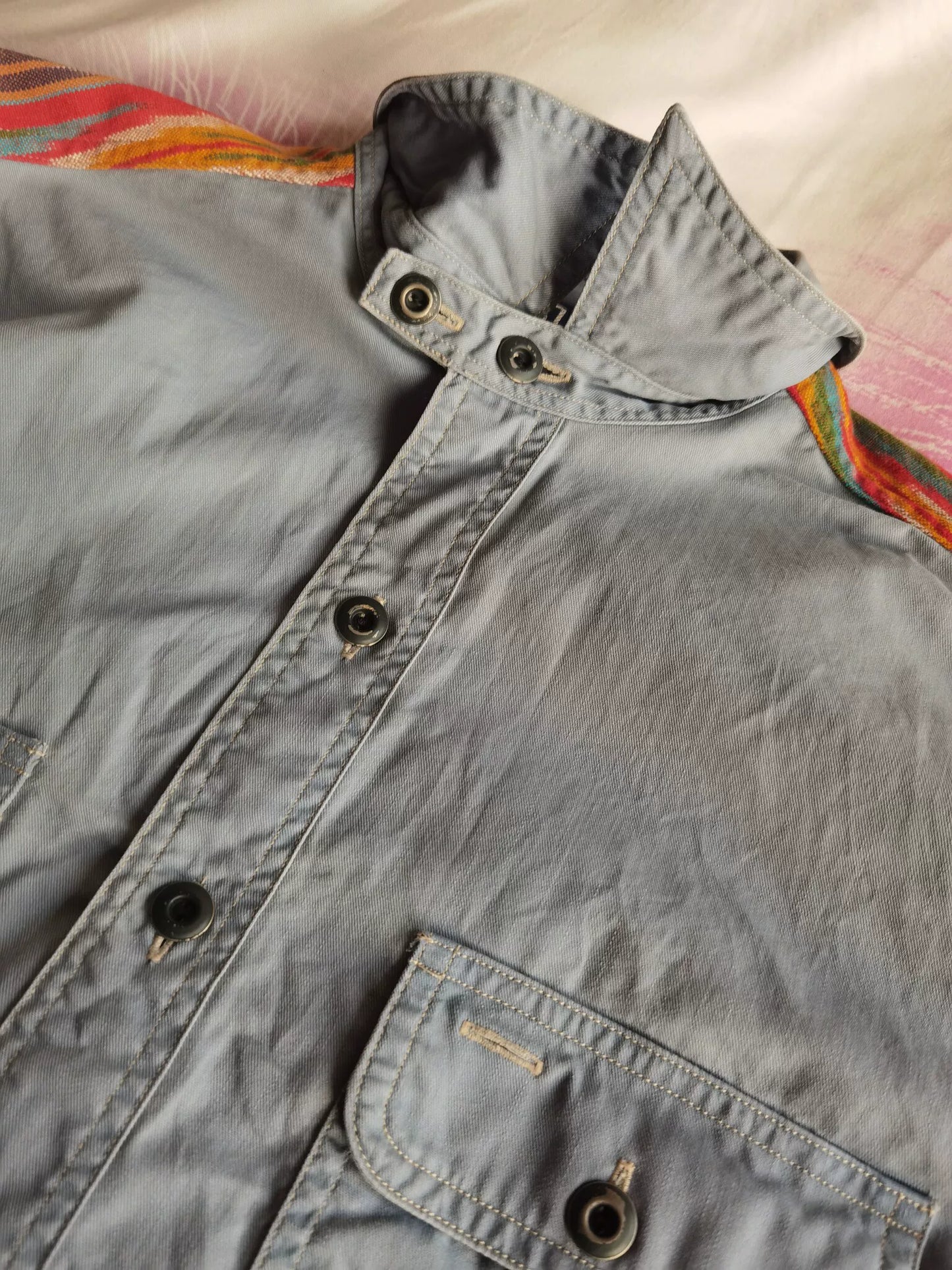 RRL Distressed Sashiko Patch Western Shirt