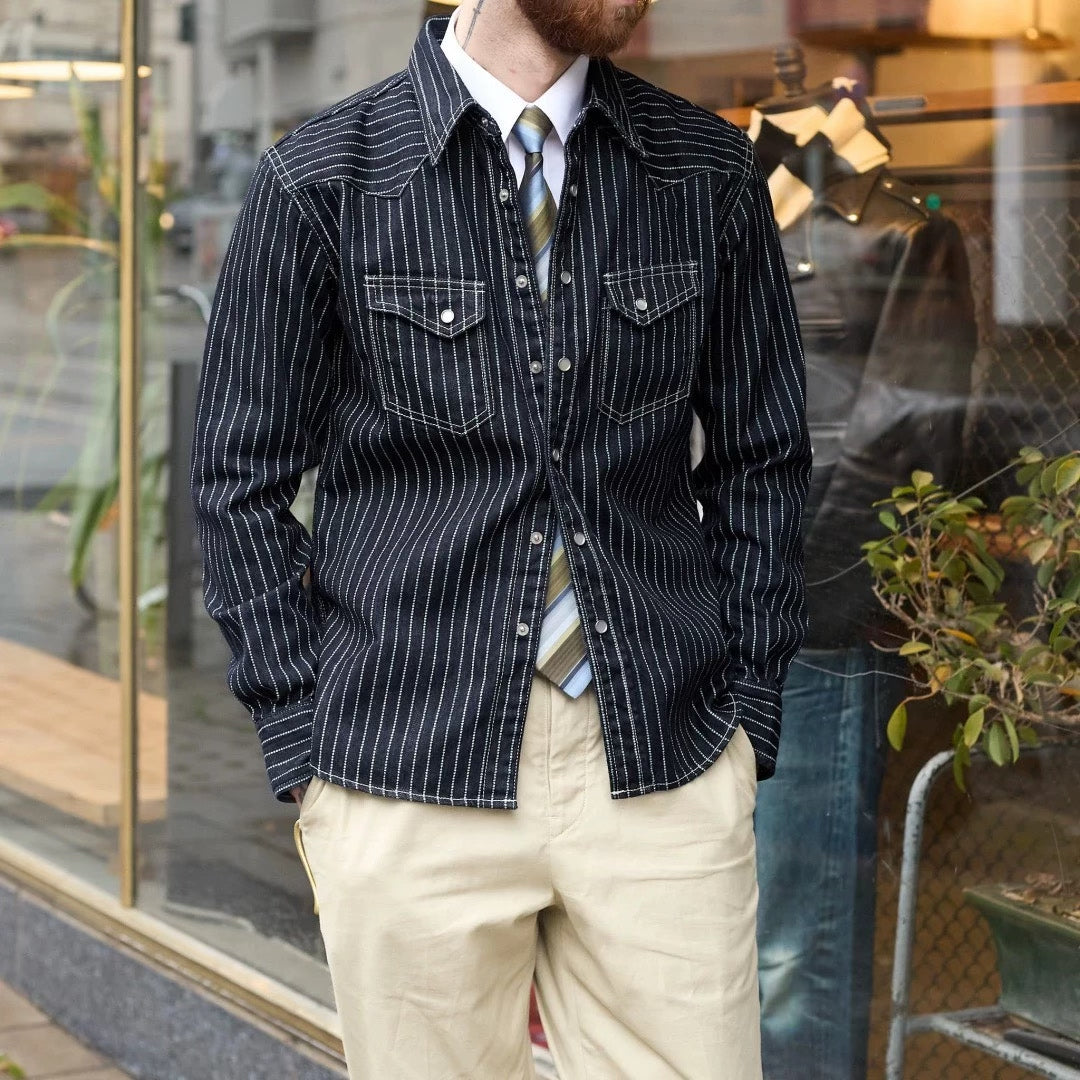 The Flat Head Wabash Stripe Western Shirt