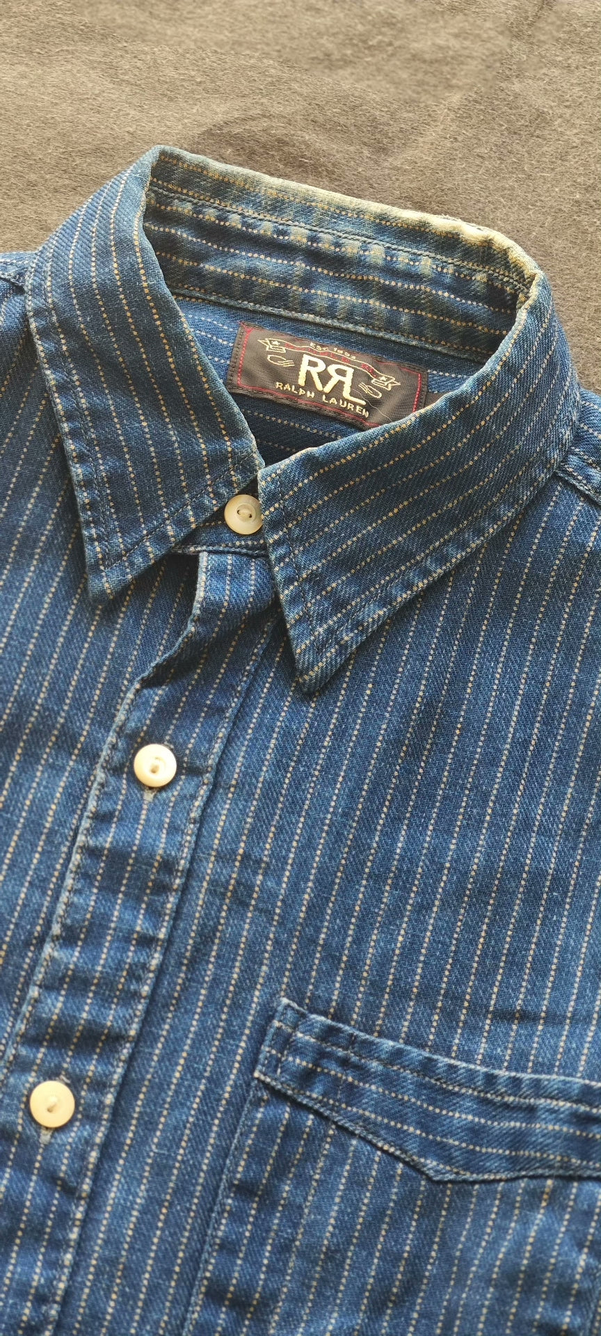 RRL Ralph Lauren 2015 Blue Striped Shirt