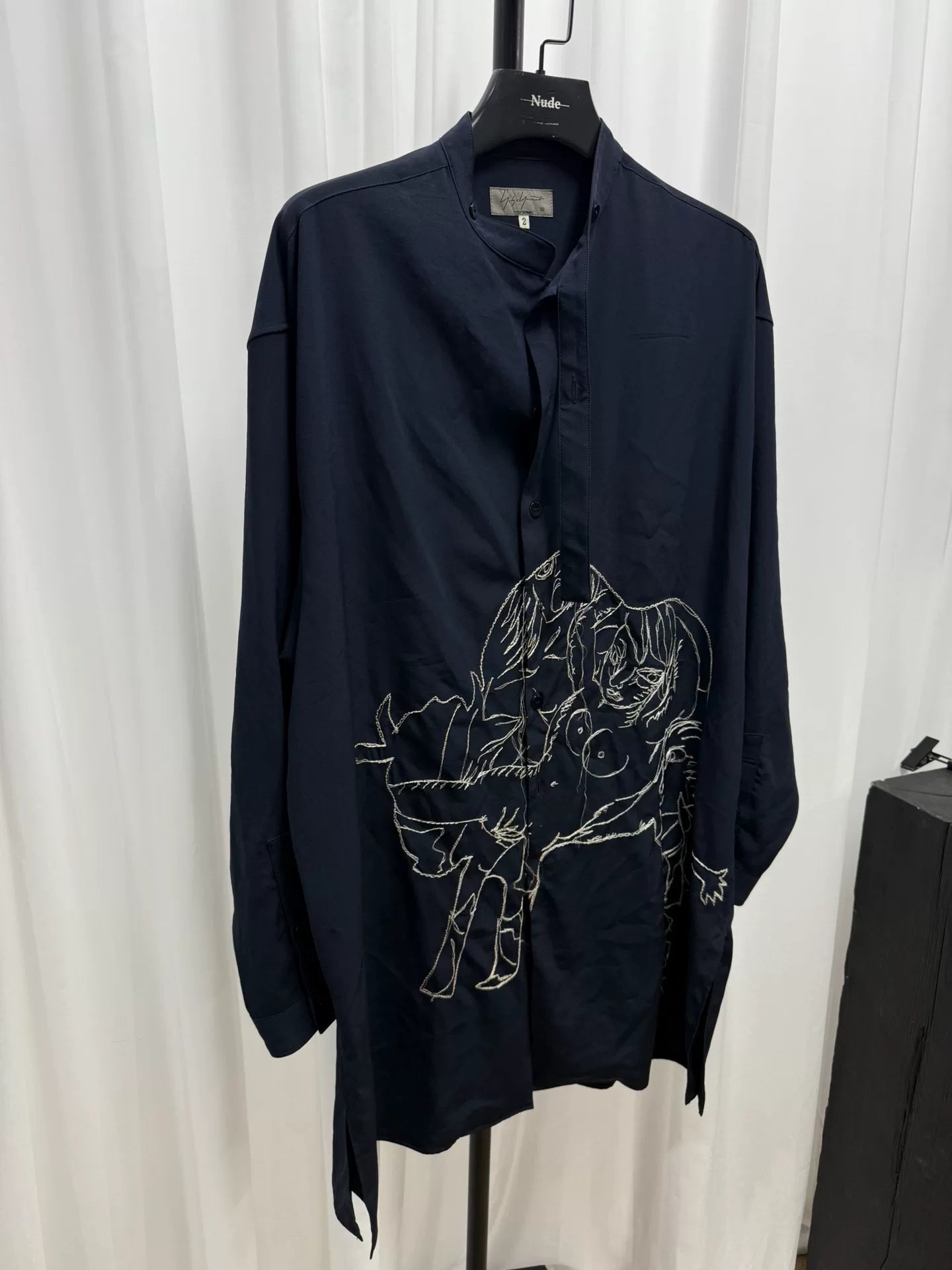embroidered silk shirt by yohji yamamoto