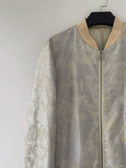 silver bomber jacket by alexander mcqueen
