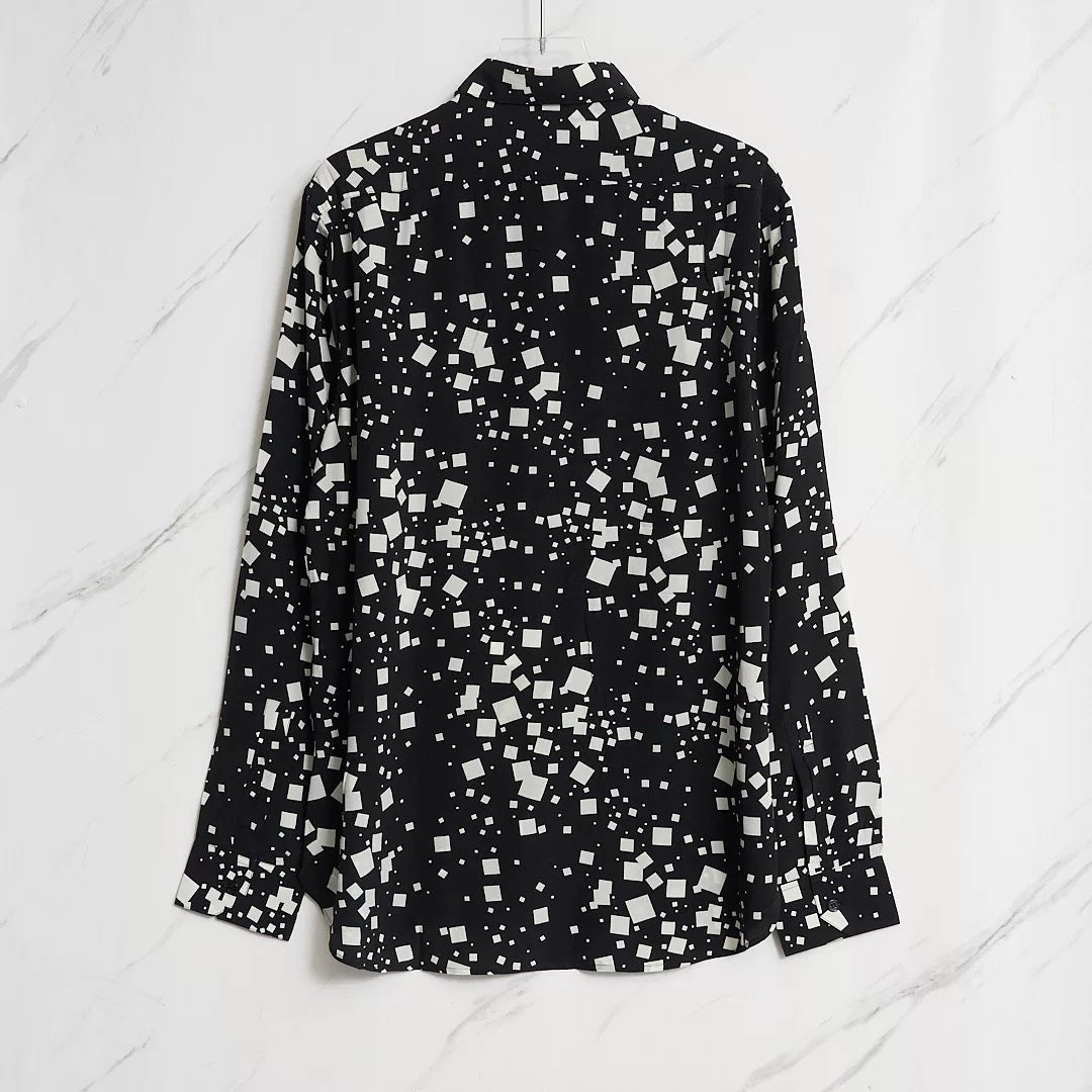 Saint Laurent Men's Square-Patterned Shirt