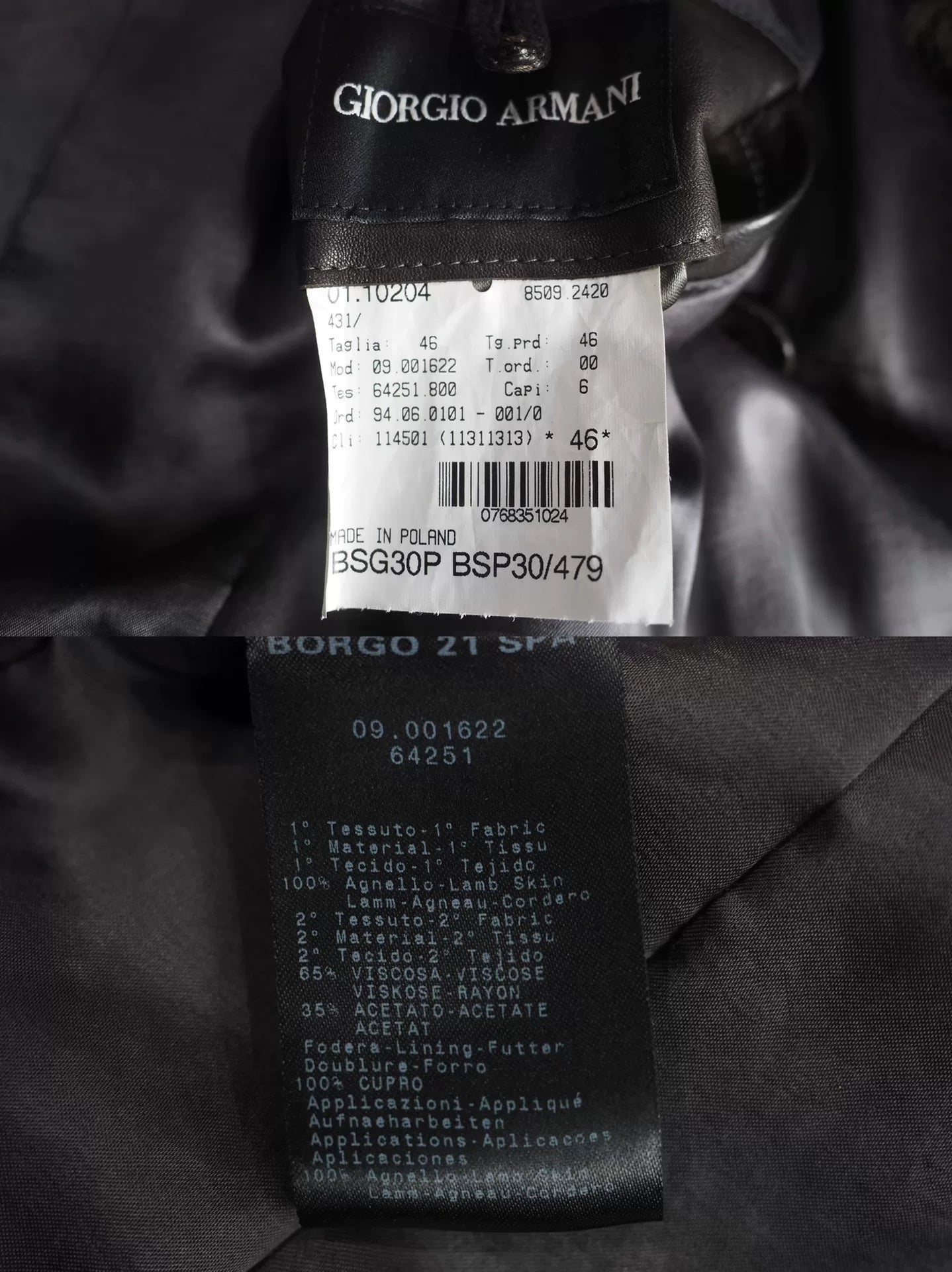 Giorgio Armani Brown Lambskin Double-Breasted Coat