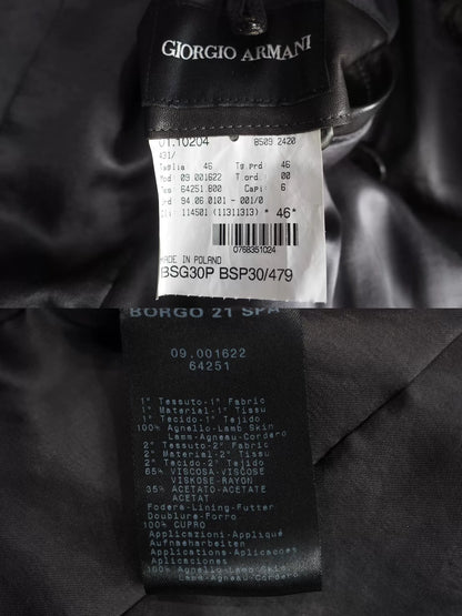 Giorgio Armani Brown Lambskin Double-Breasted Coat