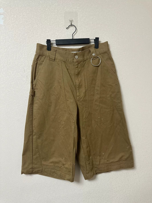 Givenchy Brown Denim Shorts with Ring Detail