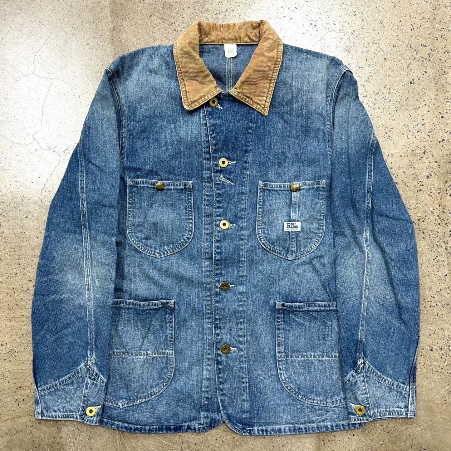 RRL Double RL Indigo Denim Jacket with Corduroy Collar