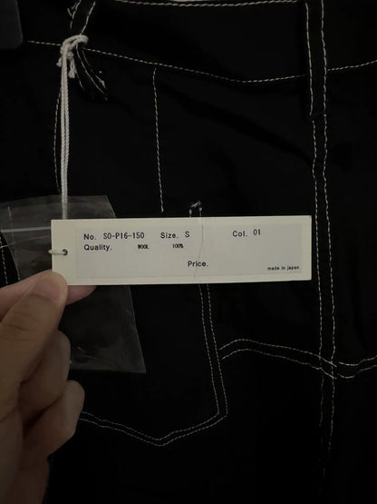 lightweight black wool pants with unique design