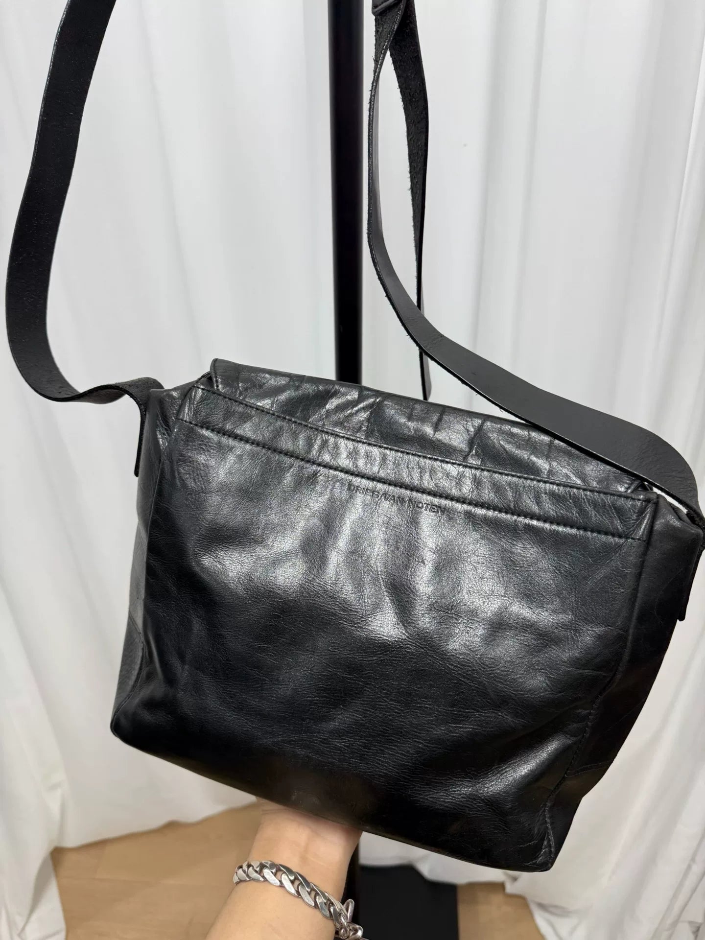 Dries Van Noten Waxed Leather Messenger Bag