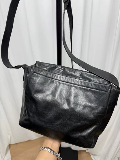Dries Van Noten Waxed Leather Messenger Bag
