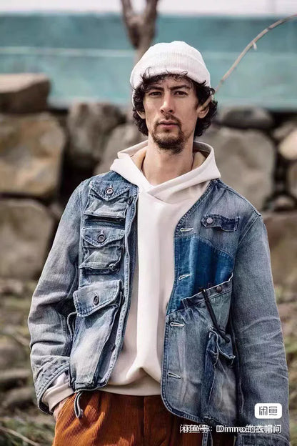 Gypsy & Sons Collarless Multi-Pocket Denim Jacket