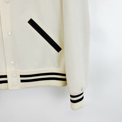 Saint Laurent White Black Striped Baseball Jacket