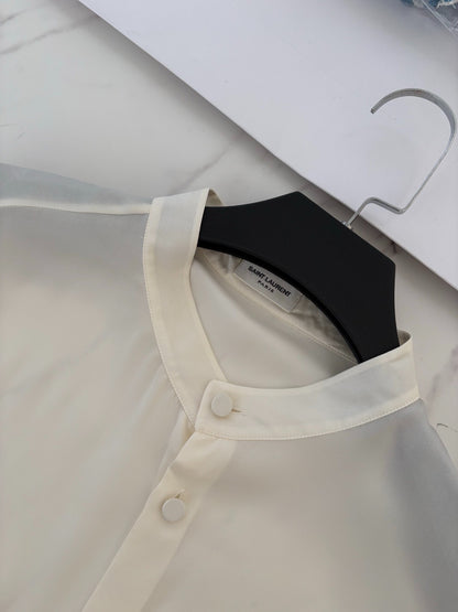 Saint Laurent Men's Beige Silk Shirt