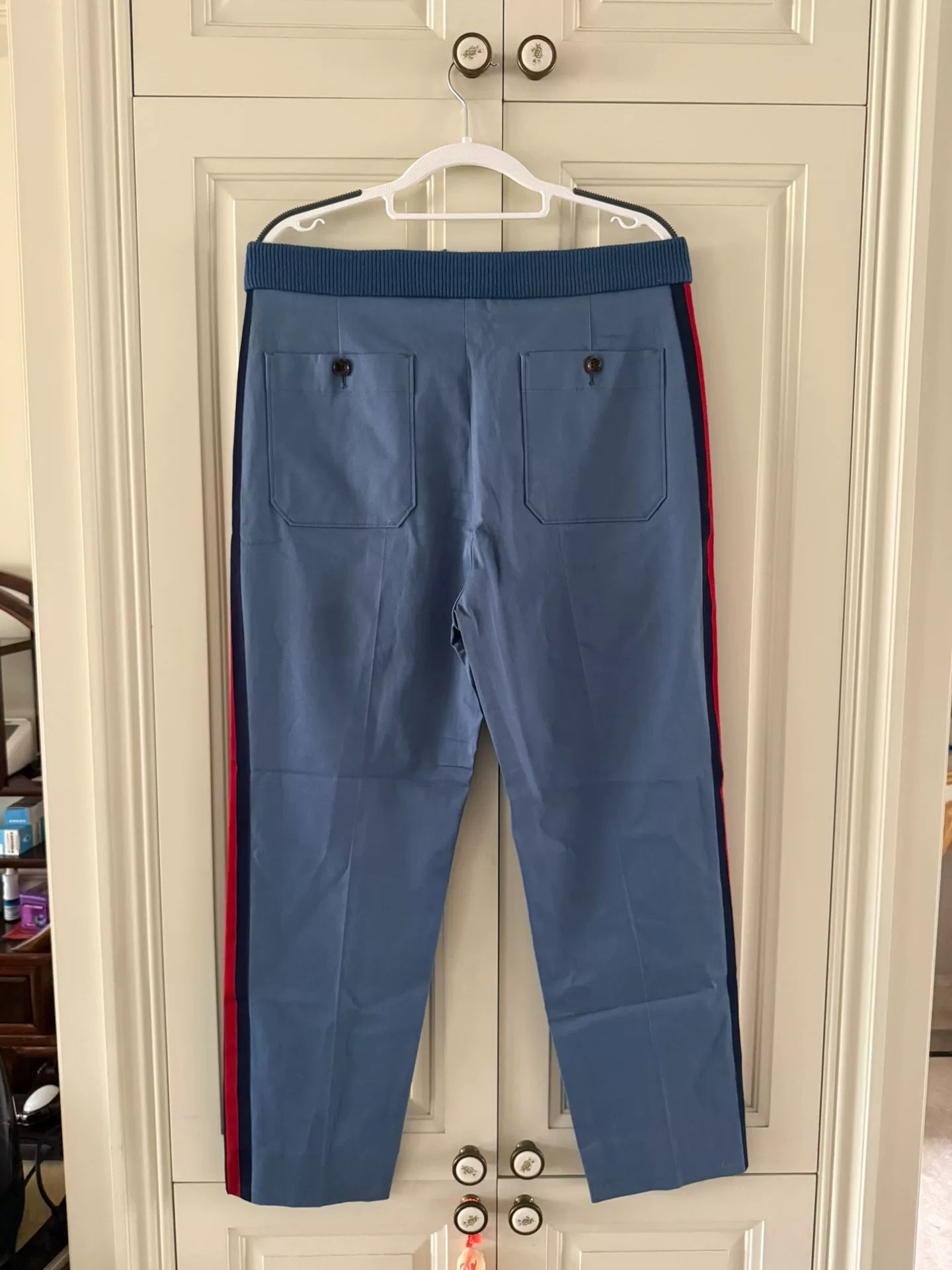 gucci red blue stripe long pants size 46