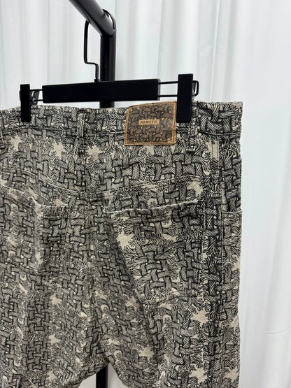 unique patterned cropped denim pants