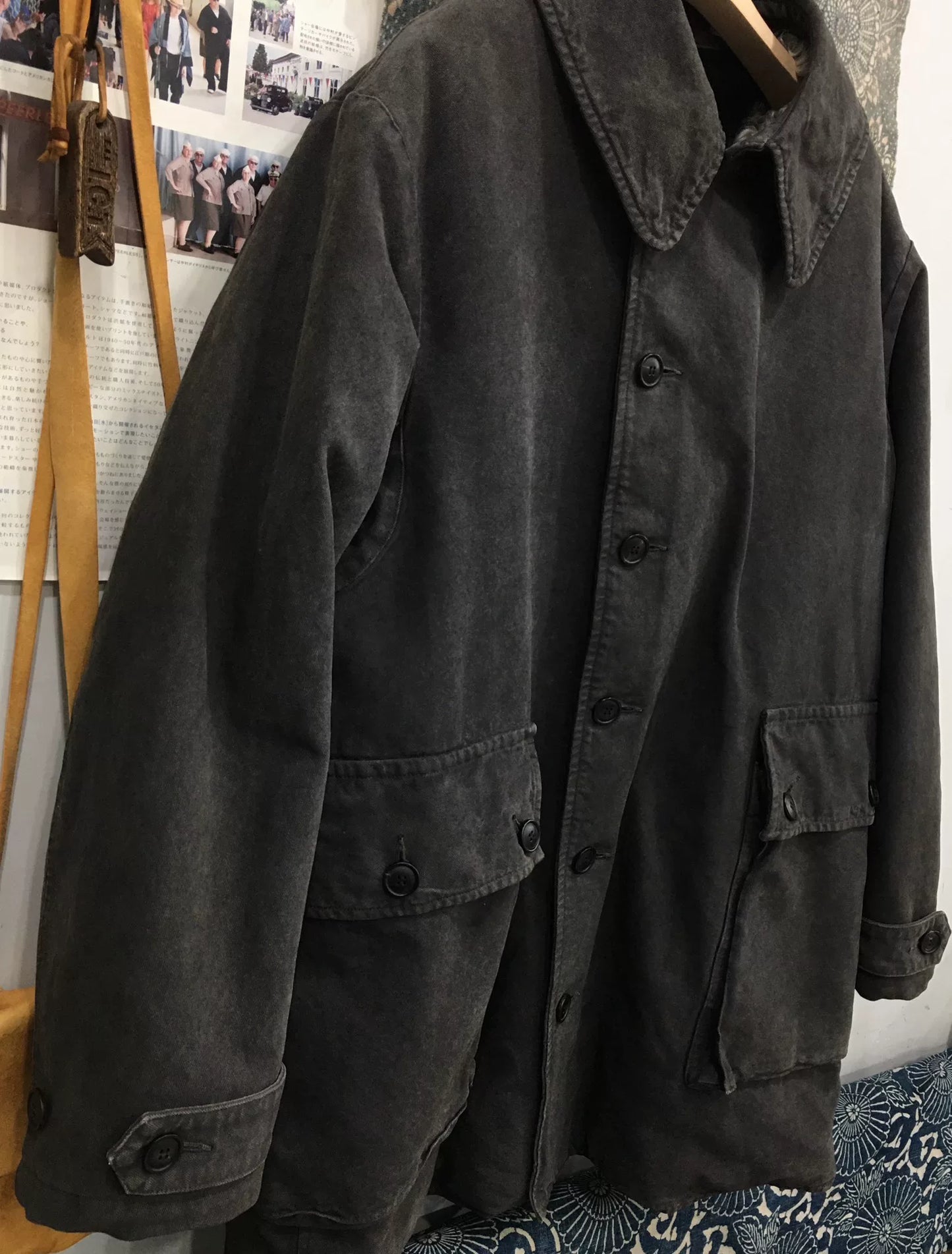 visvim winfield shearling coat in black