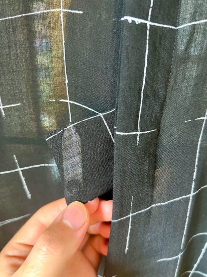 saint laurent black geometric silk shirt