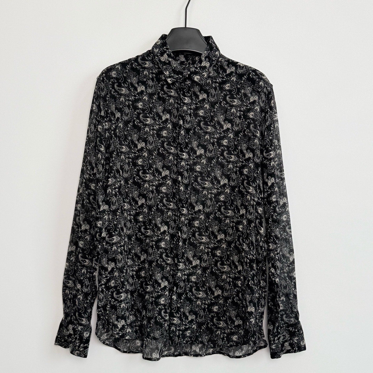 Saint Laurent 19SS Black White Wool Paisley Shirt