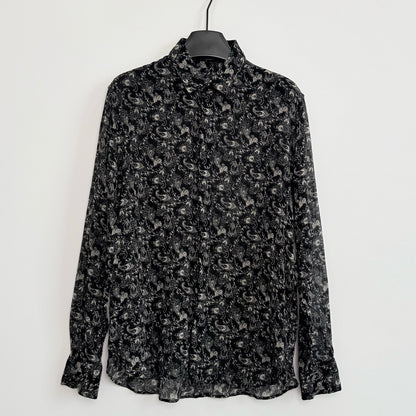 Saint Laurent 19SS Black White Wool Paisley Shirt