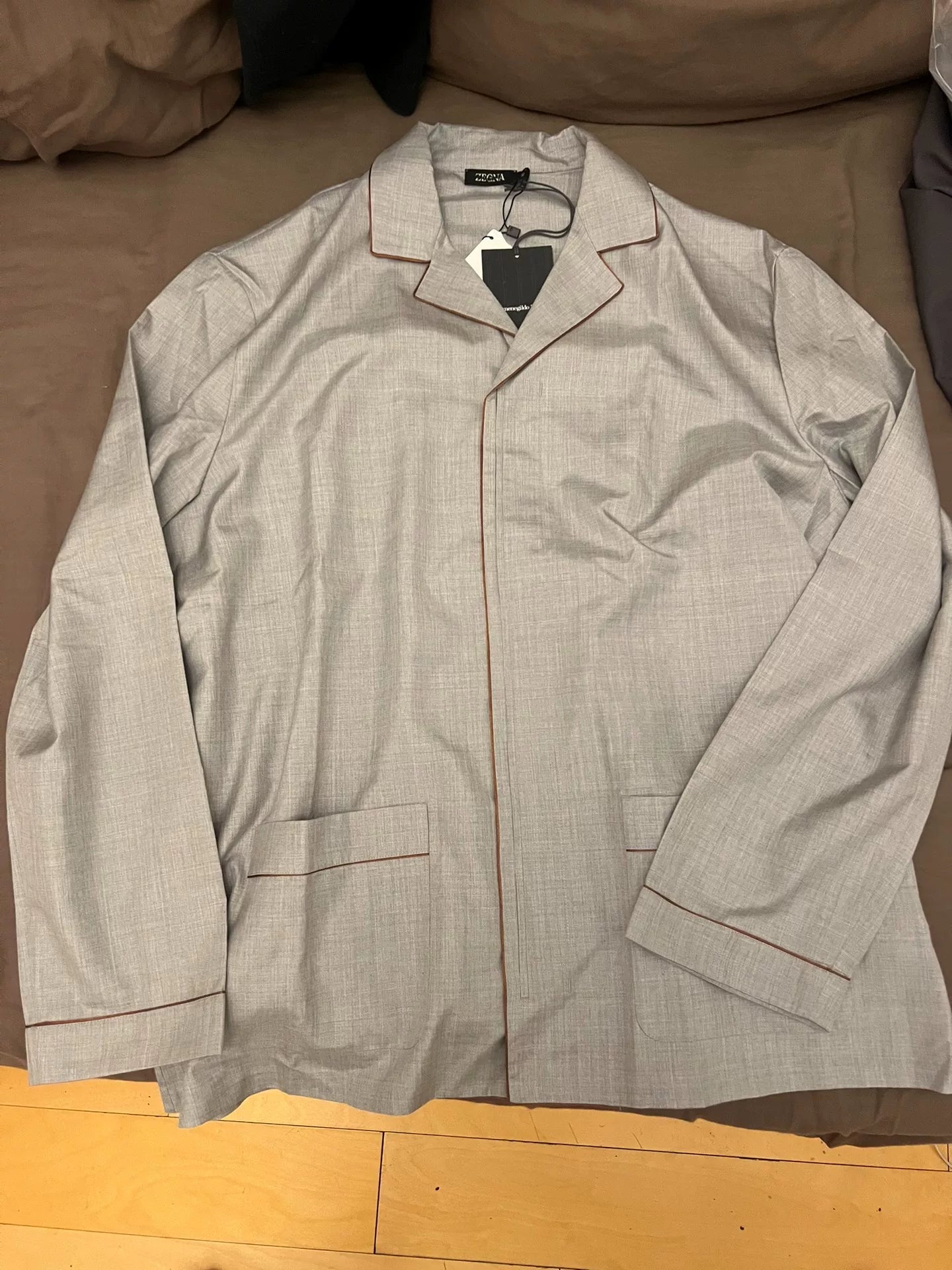 Zegna 100% Silk Suit in Light Gray