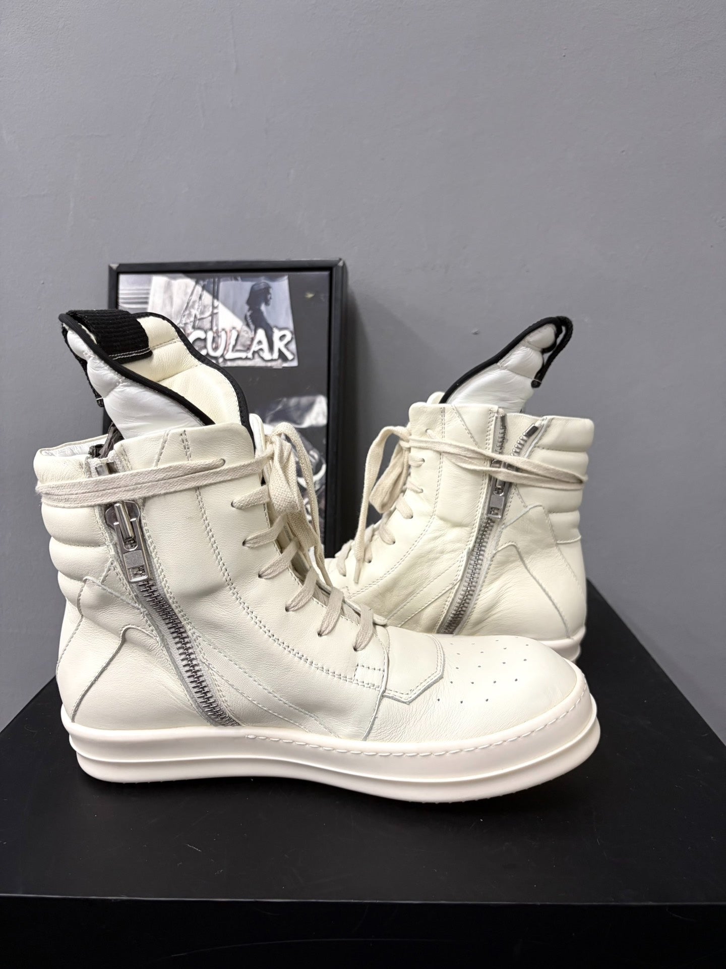 Rick Owens Geobasket White Leather High-Top