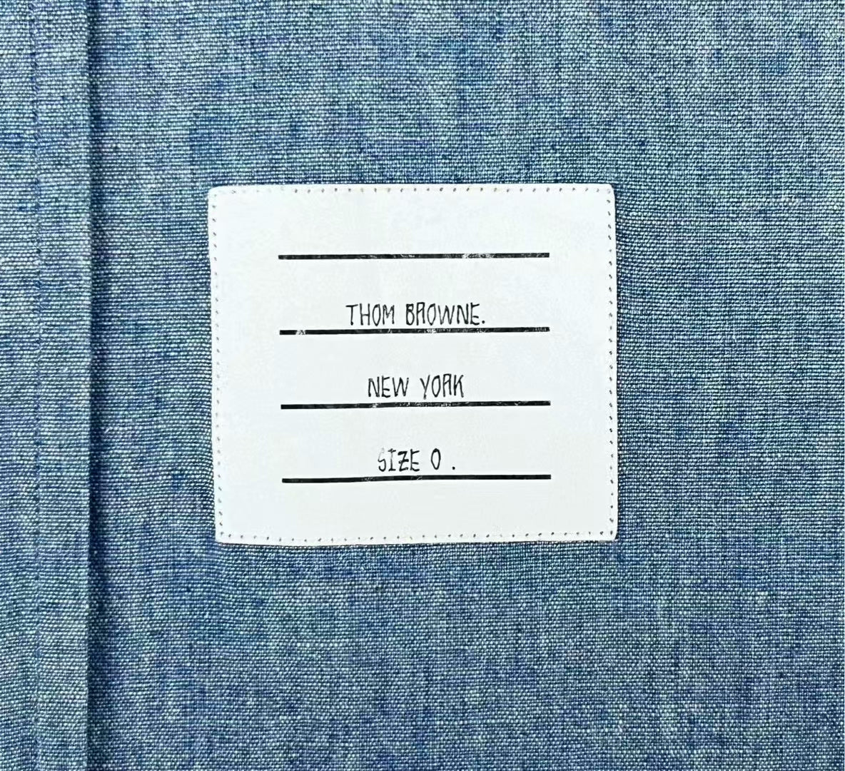 thom browne light blue striped button-up shirt