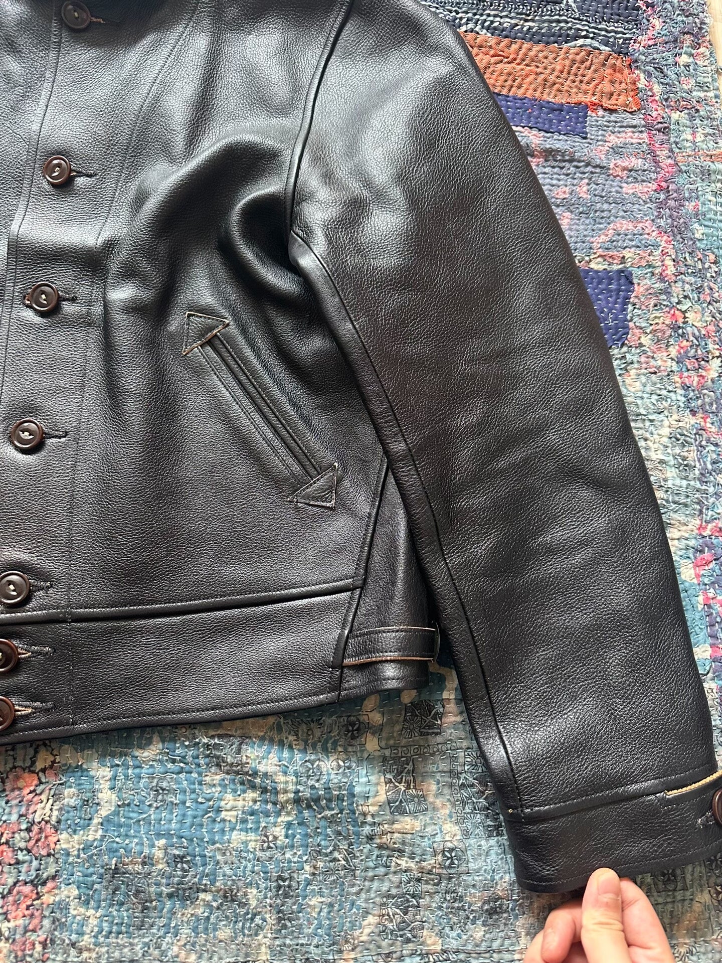 mister freedom leather jacket with button detail