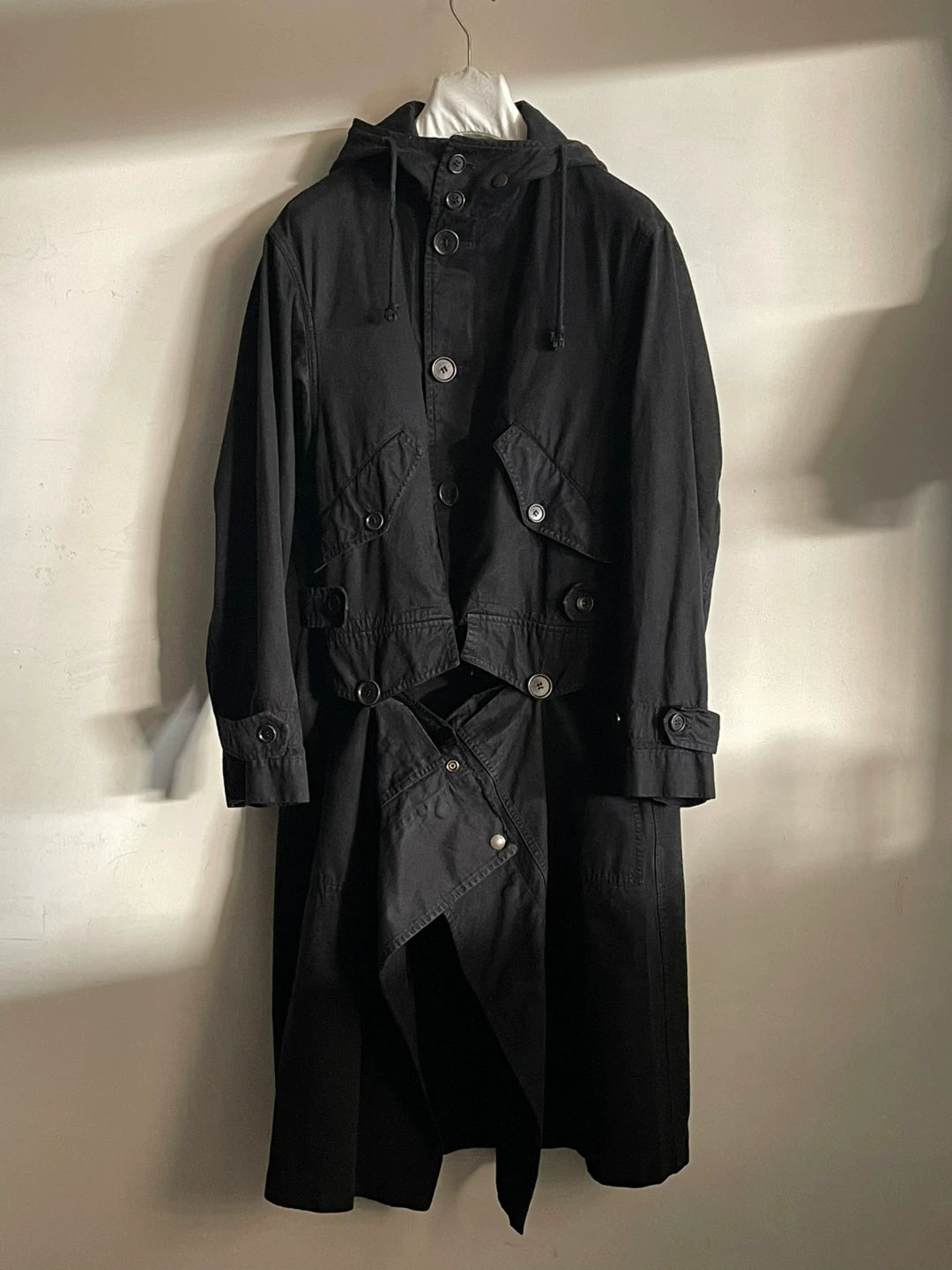 drapes trench coat with hoodie by dries van noten