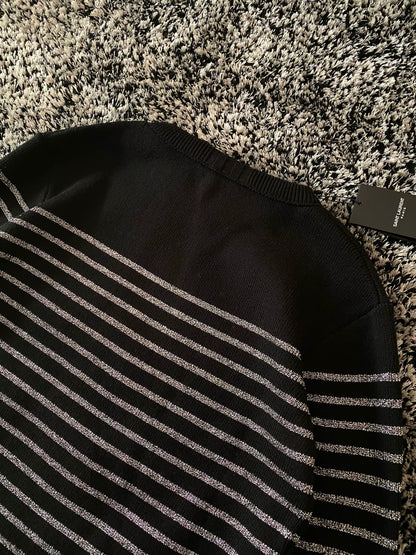Saint Laurent Men's Silver Stripe Wool Sweater