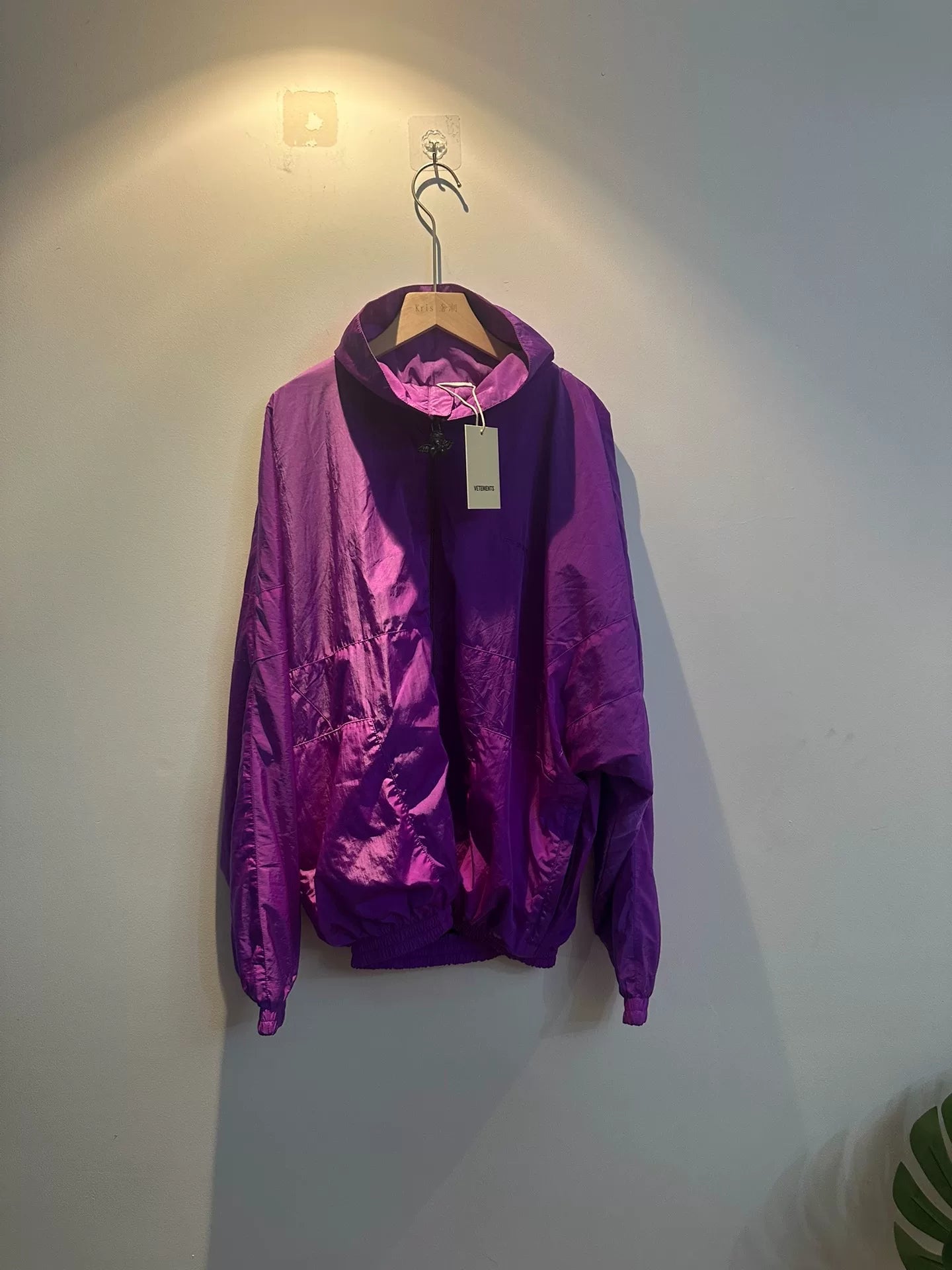 vetements purple zip-up windbreaker jacket