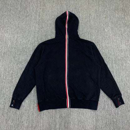 thom browne navy striped hoodie sweatshirt